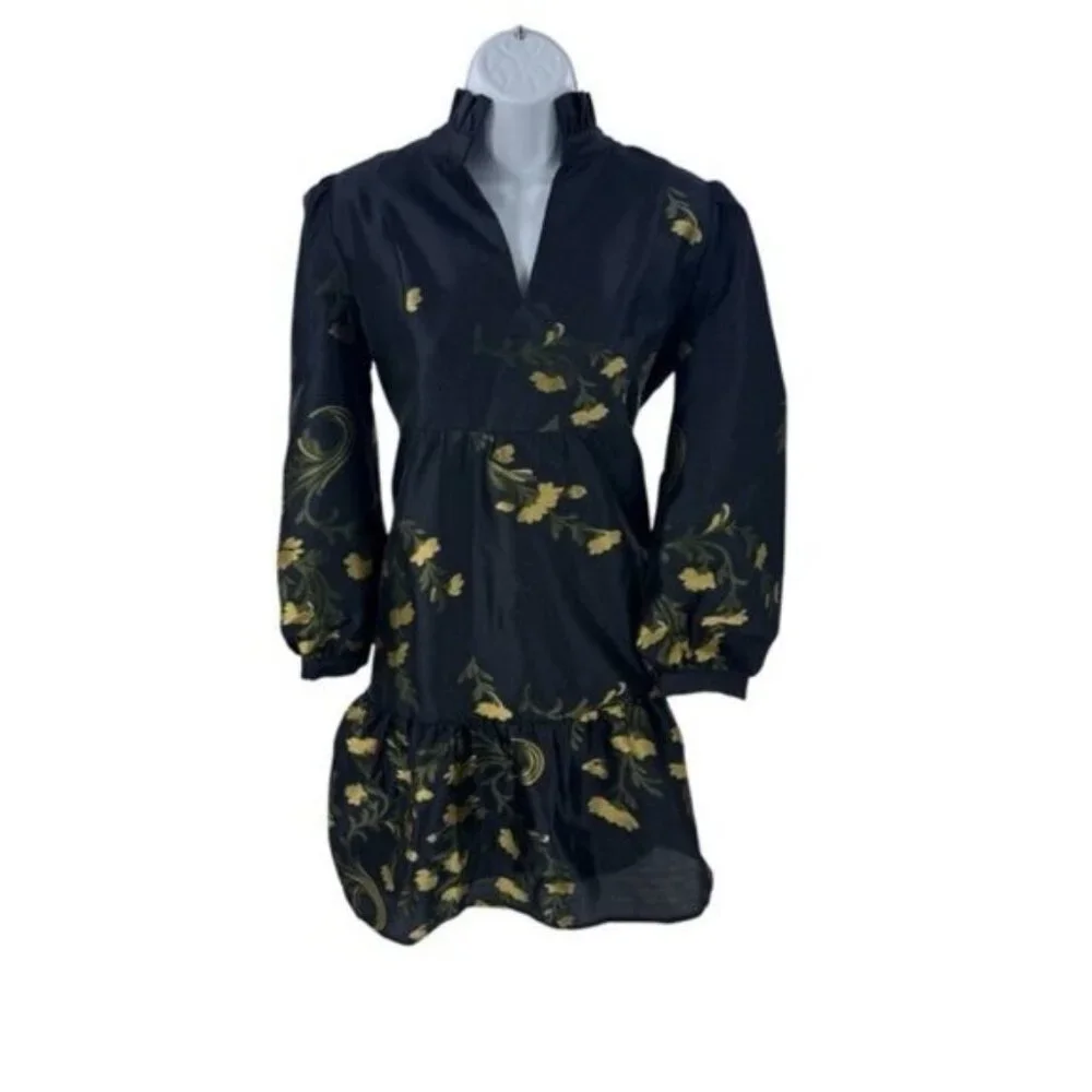 Tuckernuck | NEW Navy Jasmine Vine Jacquard Formal Palmerston Dress Size M - Picture 1 of 10